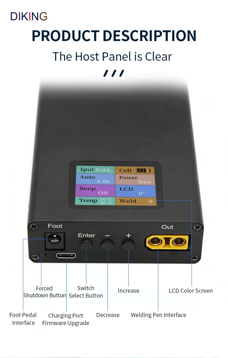 Diking SQ-SW2 LCD Color Screen Display Mini Portable Rechargeable Spot Welding Machine DIY Battery Pack Welding