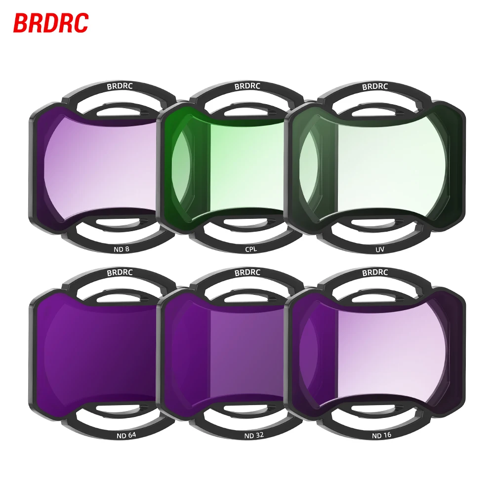 BRDRC Lens Filters Set for DJI AVATA 2 Camera UV CPL ND8 ND16 ND32 ND64 Optical Glass Filters Kit Quick-release Accessories
