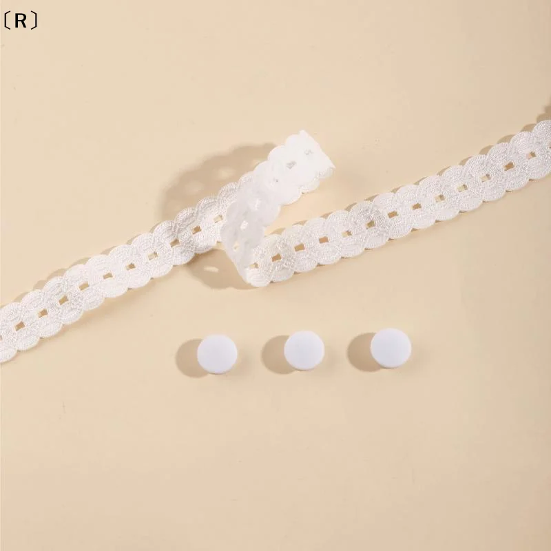 〔R〕4Pcs/Set (1 Strap+3 Buttons) Exquisite Lace Trimmed Hem Waistband For T-Shirts Dresses Shirts Shorten Clothing Length