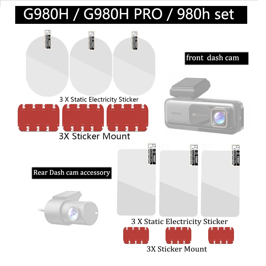 for botslab dash cam  Accessory Set Static Sticker Sticker For botslab Rear Dash cam Sticker 3pcs