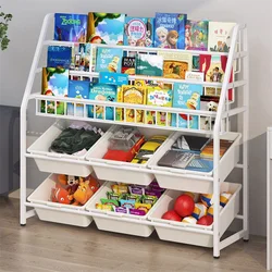 Children's bookshelf, home reading area, picture book rack, mobile toy storage rack