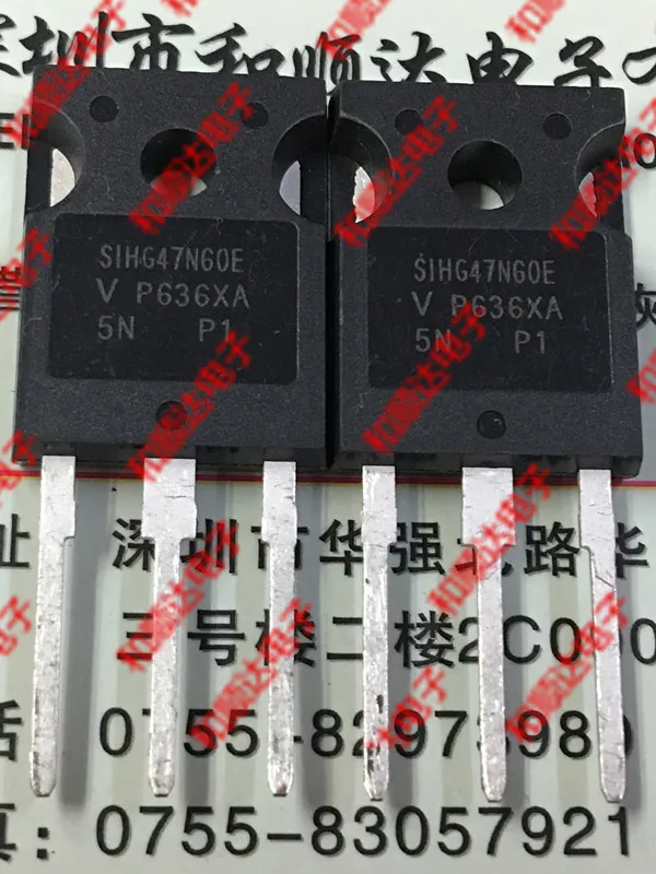SIHG47N60E TO-247, 600V, 47A, Original, Nouveau, 2 Pièces