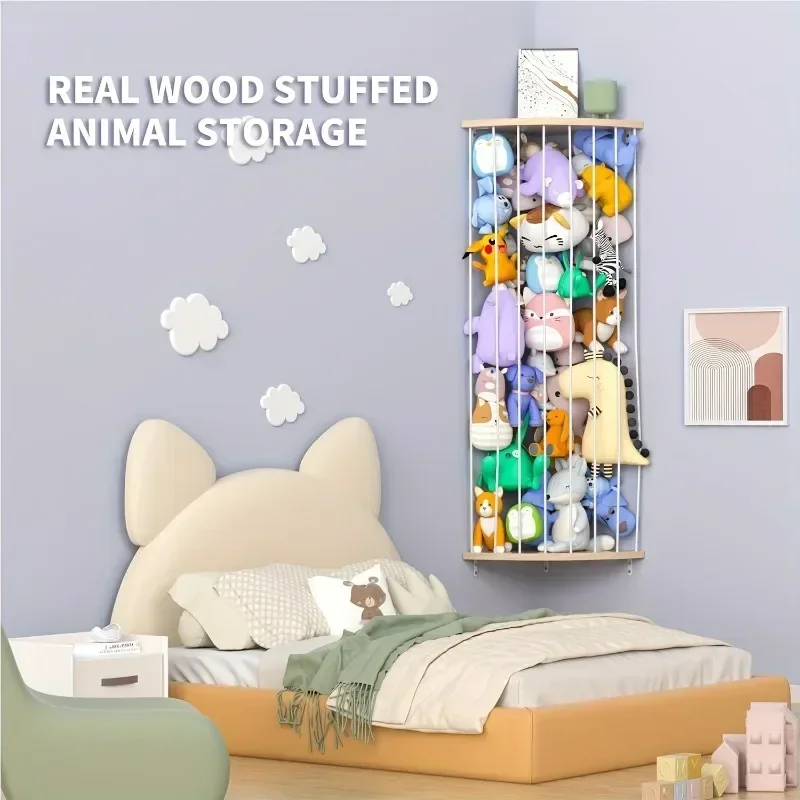 Cross-border New Plush Doll Storage Rack Wooden Plush Toy Stuffed Storage Rack Nursery Storage Wall Shelf Home Wall Art Decor