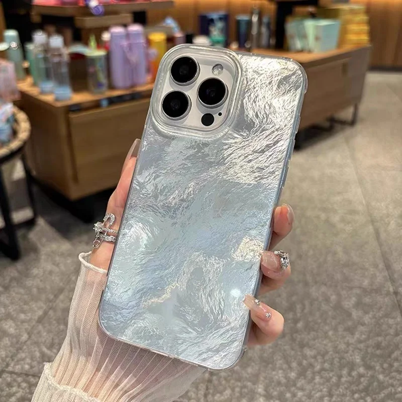 

Simple silver glacier pattern TPU soft phone case, suitable for iPhone 17/16/15/14/13/12/11, etc.The best choice for gift giving