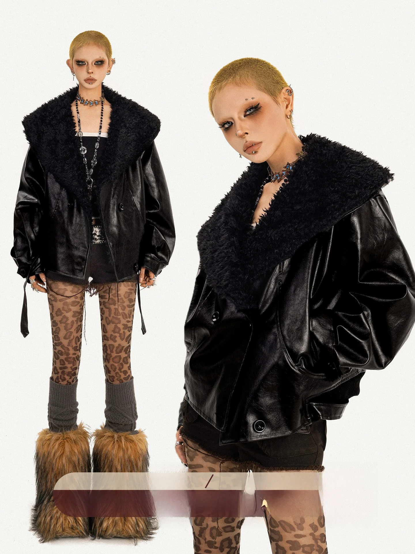 

Кожаная куртка Nico Molly Vintage Sle для женщин, осенне-зимняя, свободного кроя, мотоциклетная, с меховым воротником, из искусственной кожи