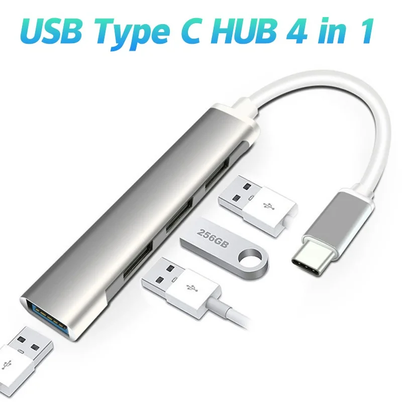 USB C HUB Adapter USB 3.0 HUB Type C 4 Port Multi Splitter Adapter OTG For Samsung Mobile Phone Laptops Computer Hub Accessories