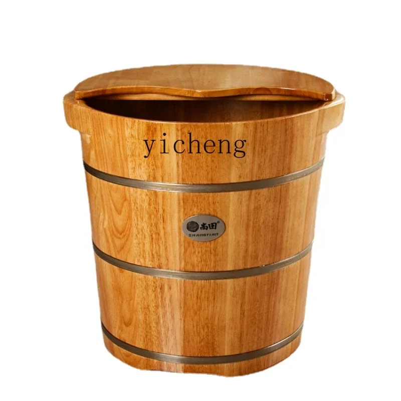 

XL Foot Bath Wooden Bucket Feet Bathing Tub Feet-Washing Basin Foot Bath Barrel Foot Bath Tub with Lid Foot Barrel