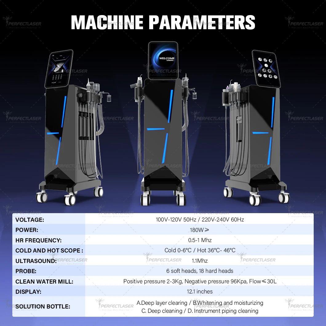 Perfectlaser 10 w 1 Hydro Maszyna Tlenowa Hydra Dermabrazja Twarz Odmładzanie Skóry Usuwanie Trądziku Zmniejszanie Pór Urządzenie