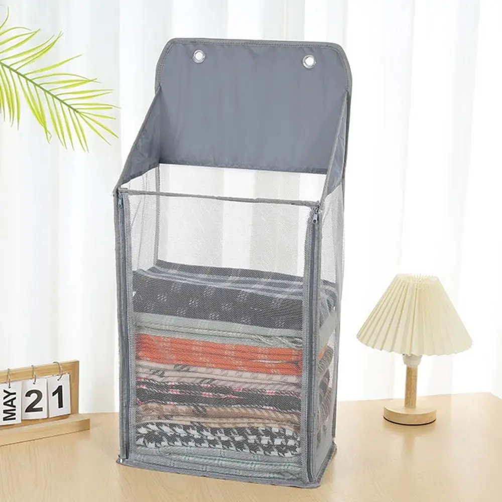 Large Capacity Over the Door Laundry Hamper Space Saving Foldable Hanging Mesh Laundry Basket with Hooks Sundry Storage Bag