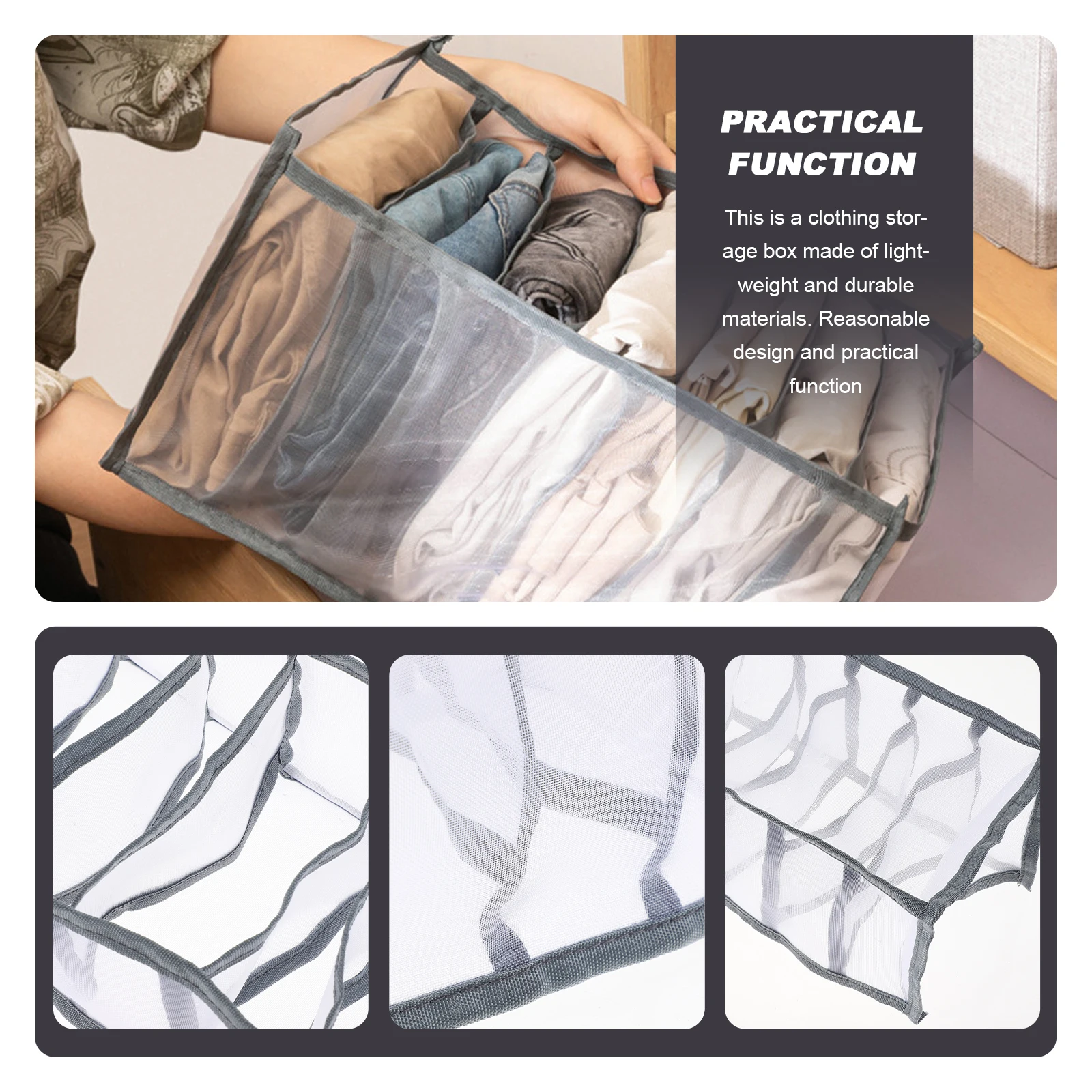 

Clothes Storage Foldable Mesh Container Wardrobe ganizer Multi grid Pants Box Travel Clothing Box Net Bag