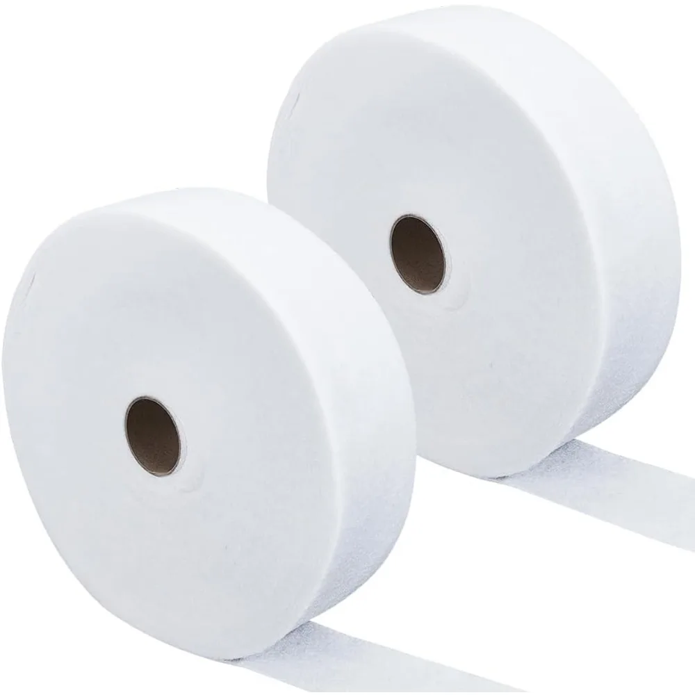 2 rollos de tiras de bateo de rollo de gelatina, tiras de tela de bateo de mezcla de poliéster de 2 1/2 pulgadas x 72 yardas, tapizado blanco de algodón perforado