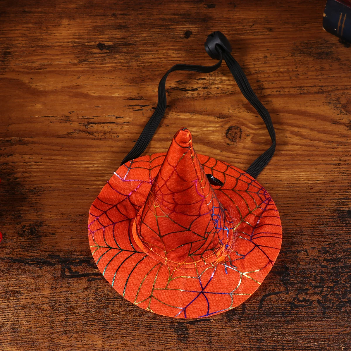 

Soft Comfortable Pet Witch Hat Halloween Christmas Spider Web Pumpkin Design Adjustable Cosplay Decor for Dogs Cats Party