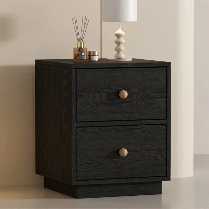 Medieval Solid Wood Retro Black Walnut Bedside Table Household Bedroom Small Ultra-narrow Light Luxury High-end Storage Cabinet