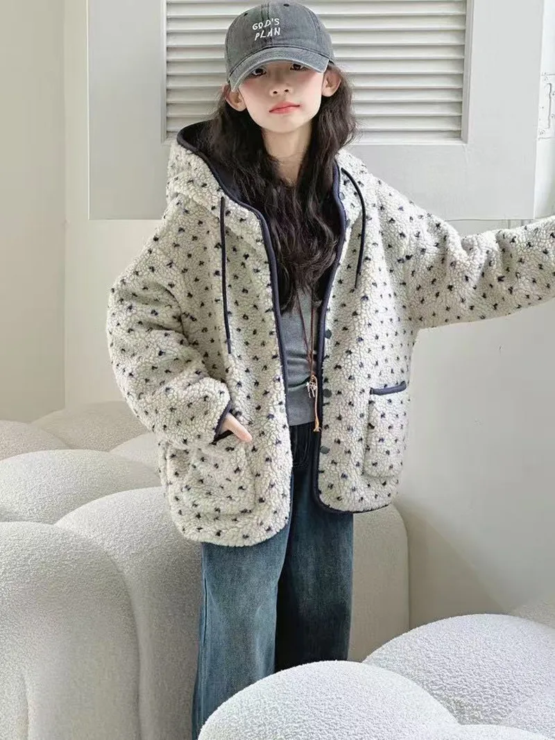 

Girls' Shearling Coat Winter Wear Korean Style Plus Size Children's Fashionable Autumn And Winter Quilted Thickened Wool Sweater