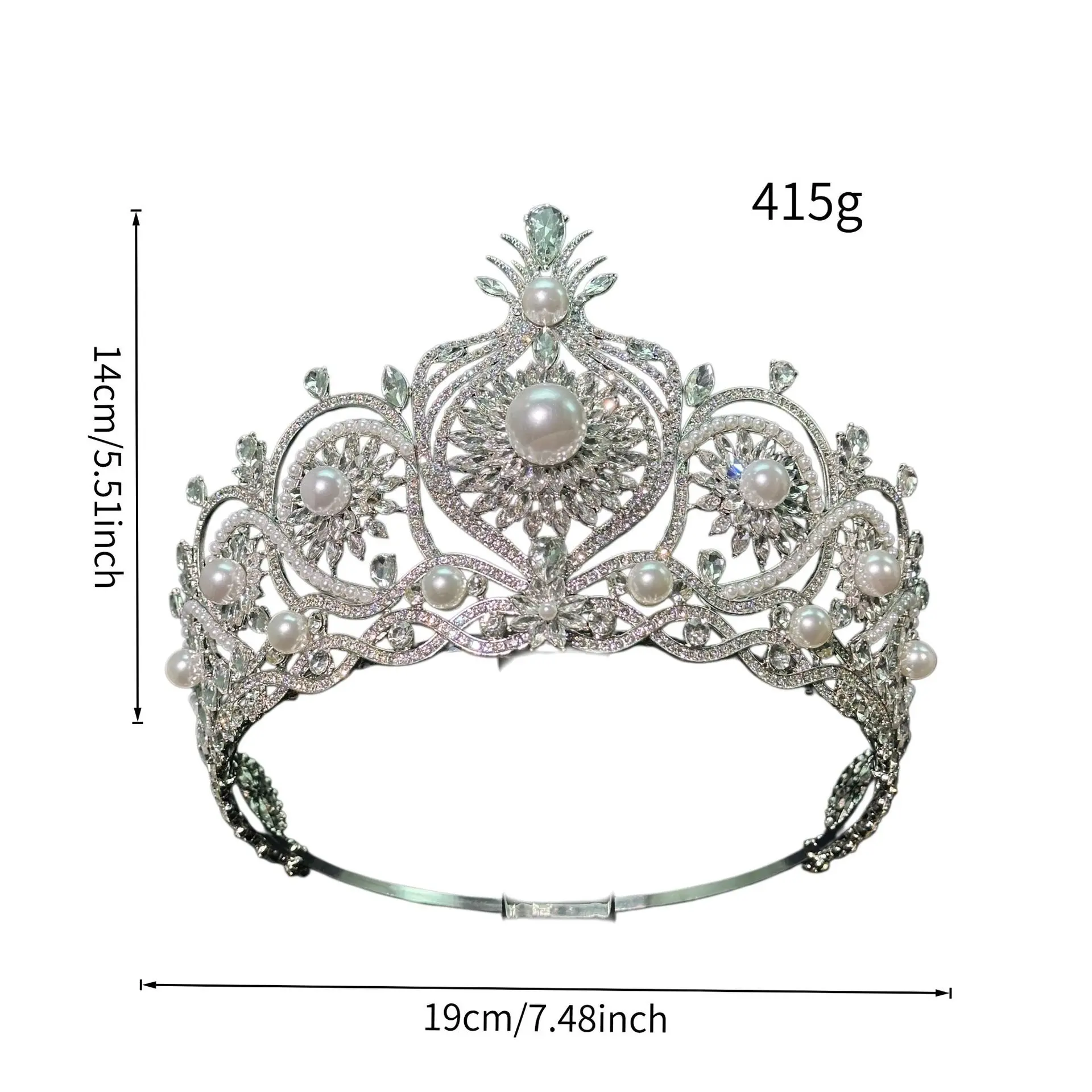 Hollow Pearl Crown Tiara for Women Girls Wedding Party Catwalk Pageant Hair Accessory Elegant Hair Crown Headpiece