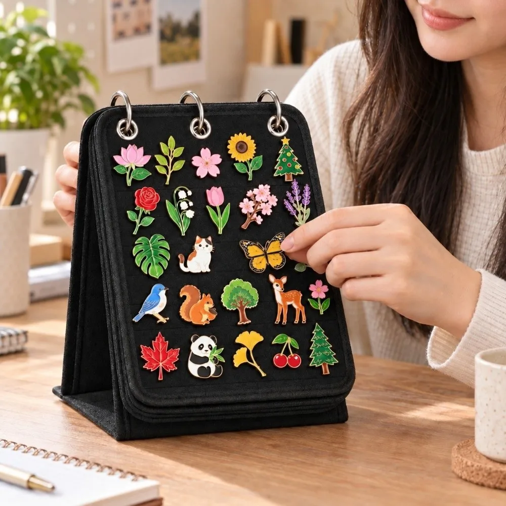 Simple Felt Enamel Pin Display Book Removable Pages Portable Pin Badge Display Book Badge Collection Album Anime Collectors