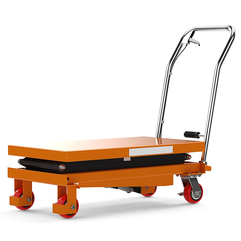 

Hydraulic Lift Table Cart Manual Single Scissor Lift Table With 4 Wheels, Hydraulic Scissor Cart For Material Handling