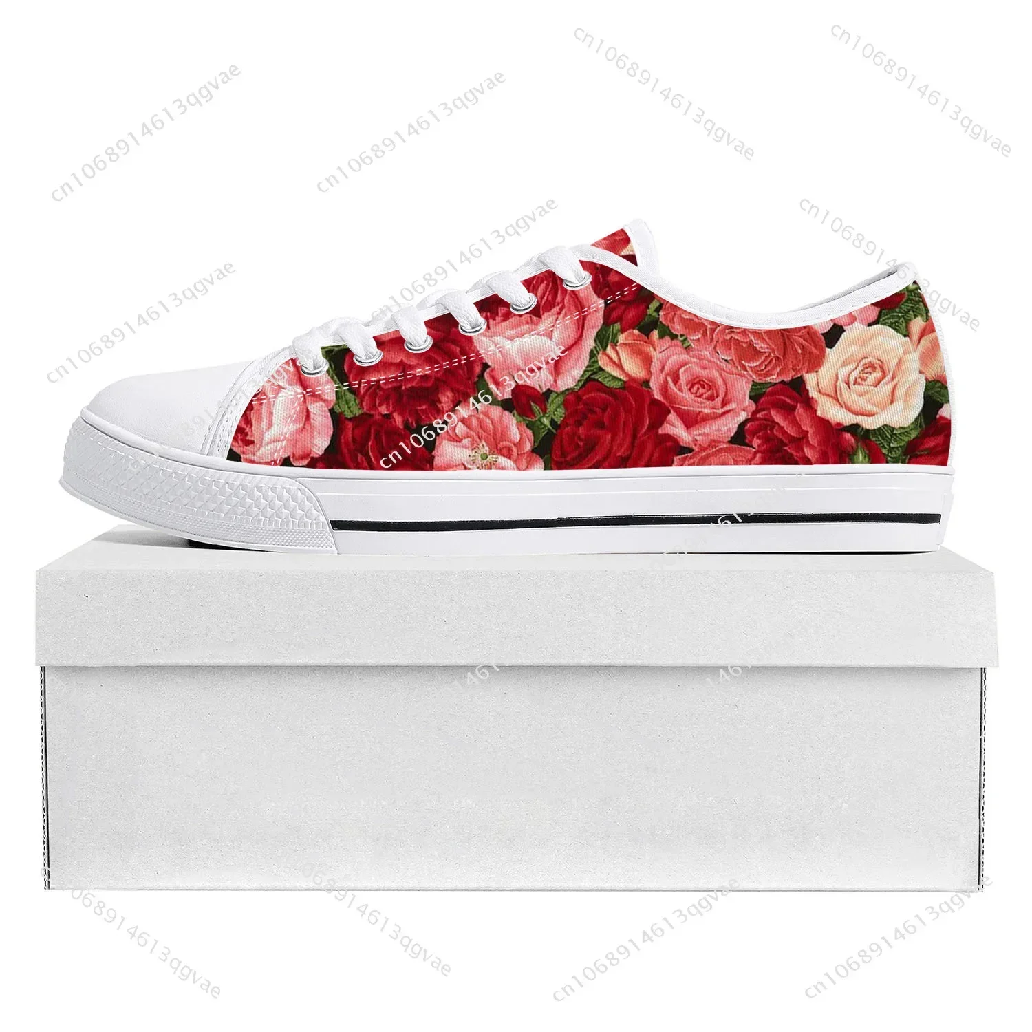 Rose Pattern Design Low Top High Quality Sneakers Mens Womens Teenager Tailor-made Shoe Canvas Sneaker Casual Couple Shoes