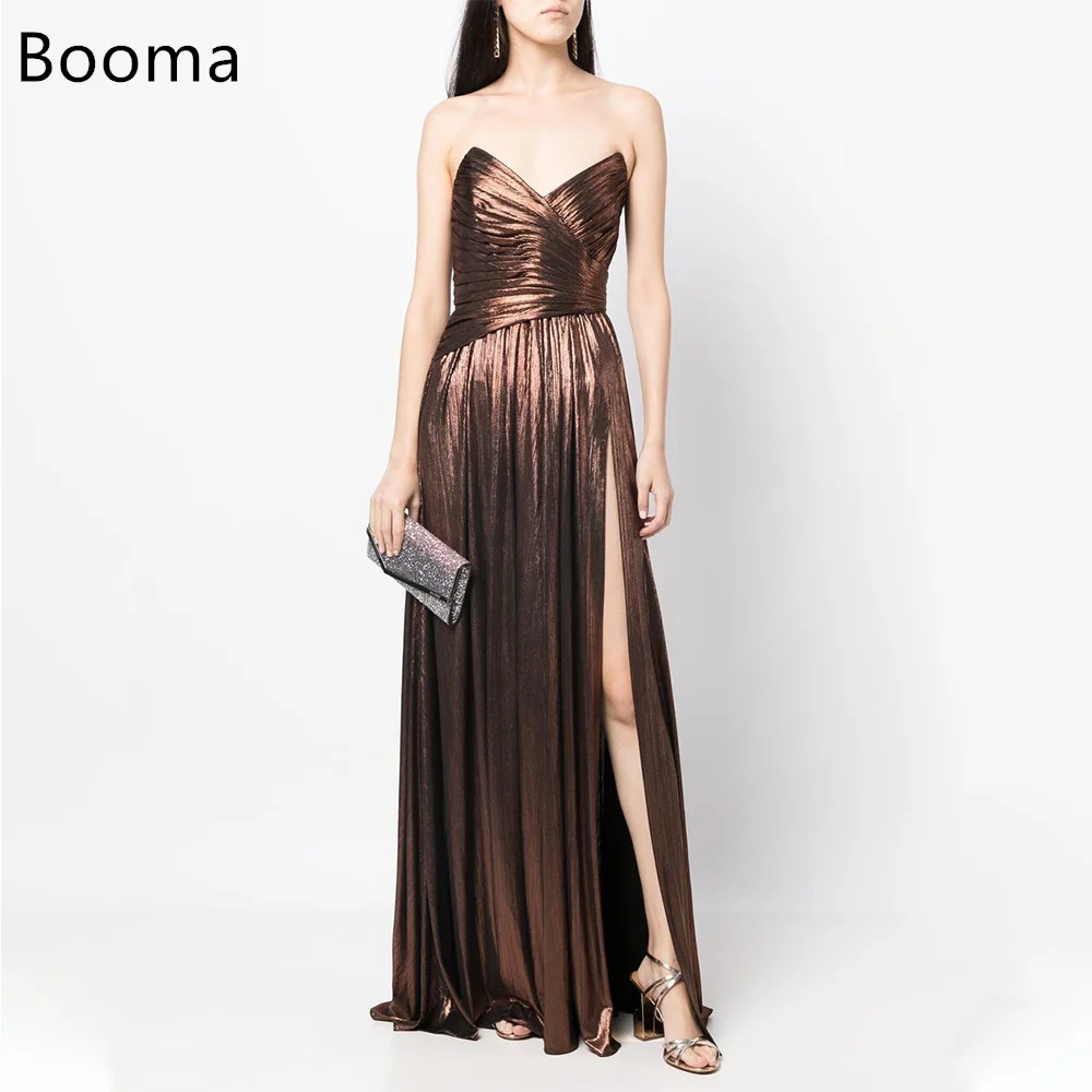 

Booma Elegant A-Line Shiny Strapless Pleat Side Split Dresses Formal Party Gowns for Women Simple Prom Gown Customize 2025