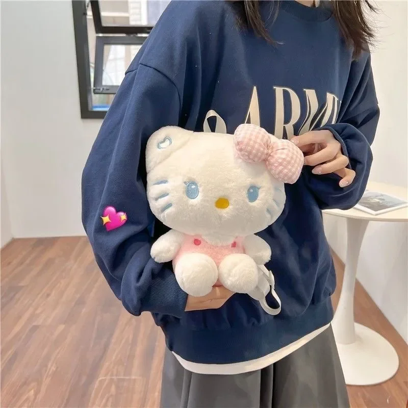 ใหม่ SANRIO Hello Kitty ตุ๊กตาสัตว์ยัดไส้ตุ๊กตาของเล่น plushie BAG อะนิเมะการ์ตูน KT ถุงกระเป๋าเป้สะพายไหล่ของขวัญสำหรับเด็กผู้หญิง