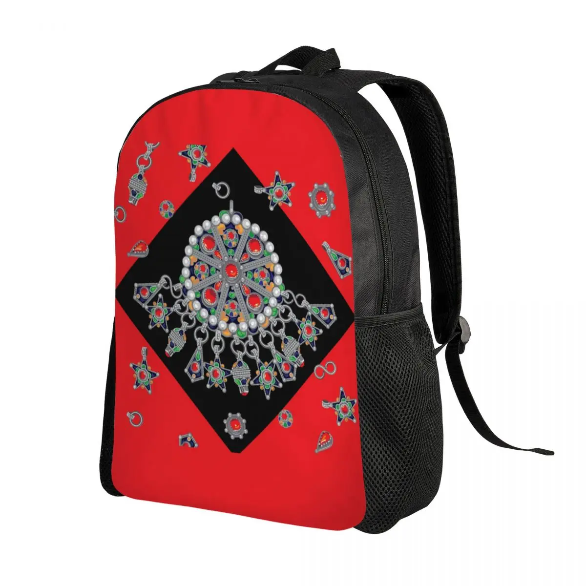 Customized Kabyle Jewelry Backpack Men Women Casual Bookbag for College School Amazigh Carpet Morocco Bags