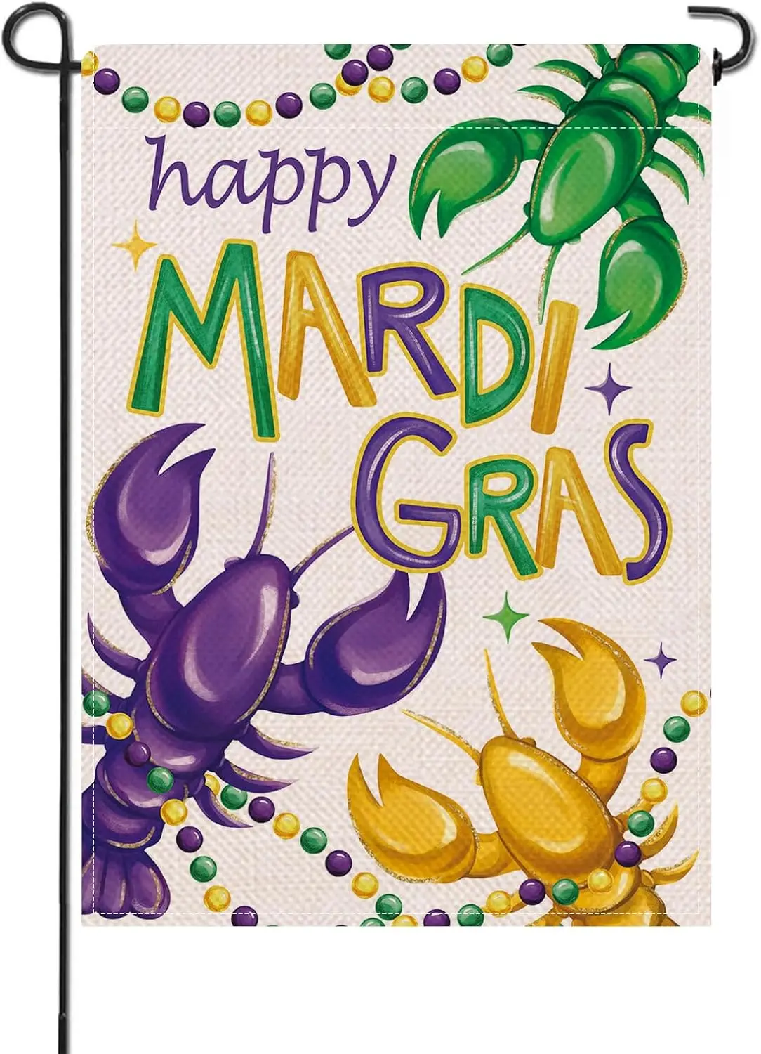 Artofy Happy Mardi Gras Crayfish Small Decorative Garden Flag, New Orleans Carnival Lobster Brads Yard Lawn Outside Decor, C EEZ