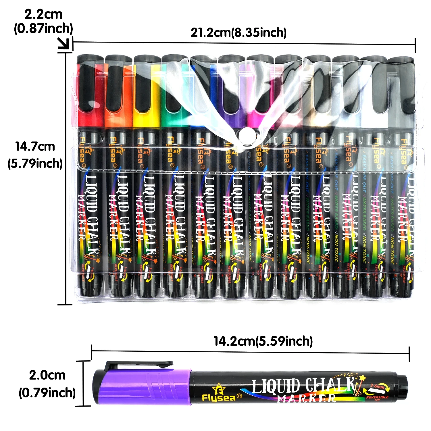 12PCS/Set Liquid Chalk Marker Pens Erasable LED Writing Board Glass Window Art 12 Colours Marker Pens,3mm-6mm Tips