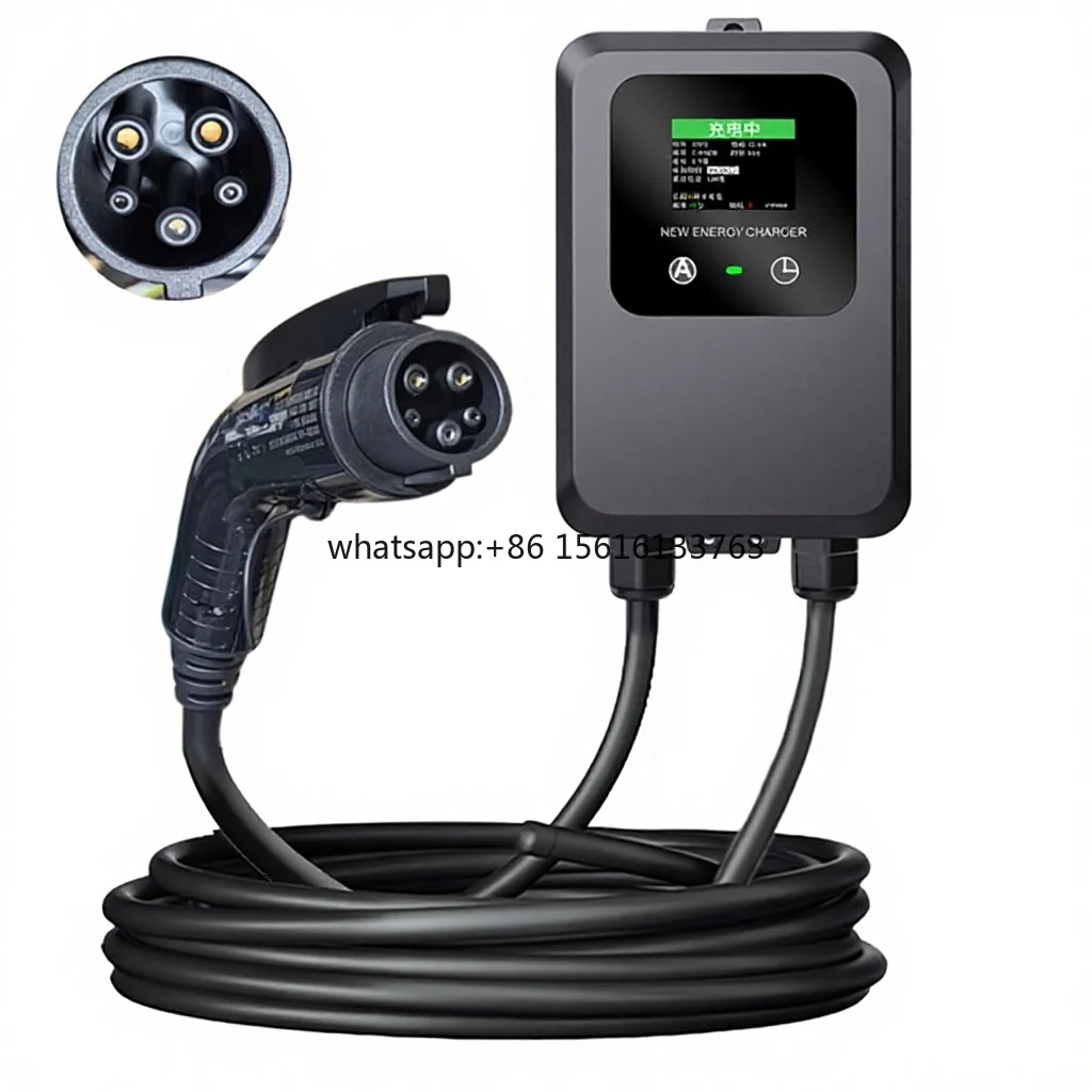 Hot Selling New Energy 32A/7KW-22KW AC+DC Output Adjustable IP54 Dustproof Sealing EV Charger with 5m Cable CE ROHS Certified
