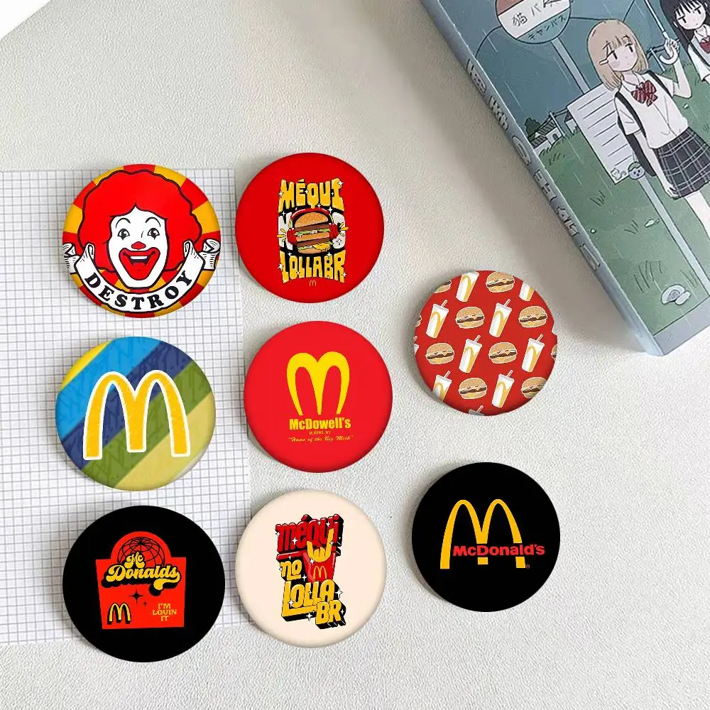 Trendige McDonalds Logo Runde Anstecknadel Kreative Brosche Kleidung Rucksack Accessoires Revers-Pin