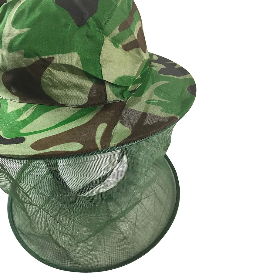Camouflage Beekeeper Beekeeping Cap Hat with Head Net Mesh Face Protection Outdoor Fishing Equipment Beekeeping Supplies