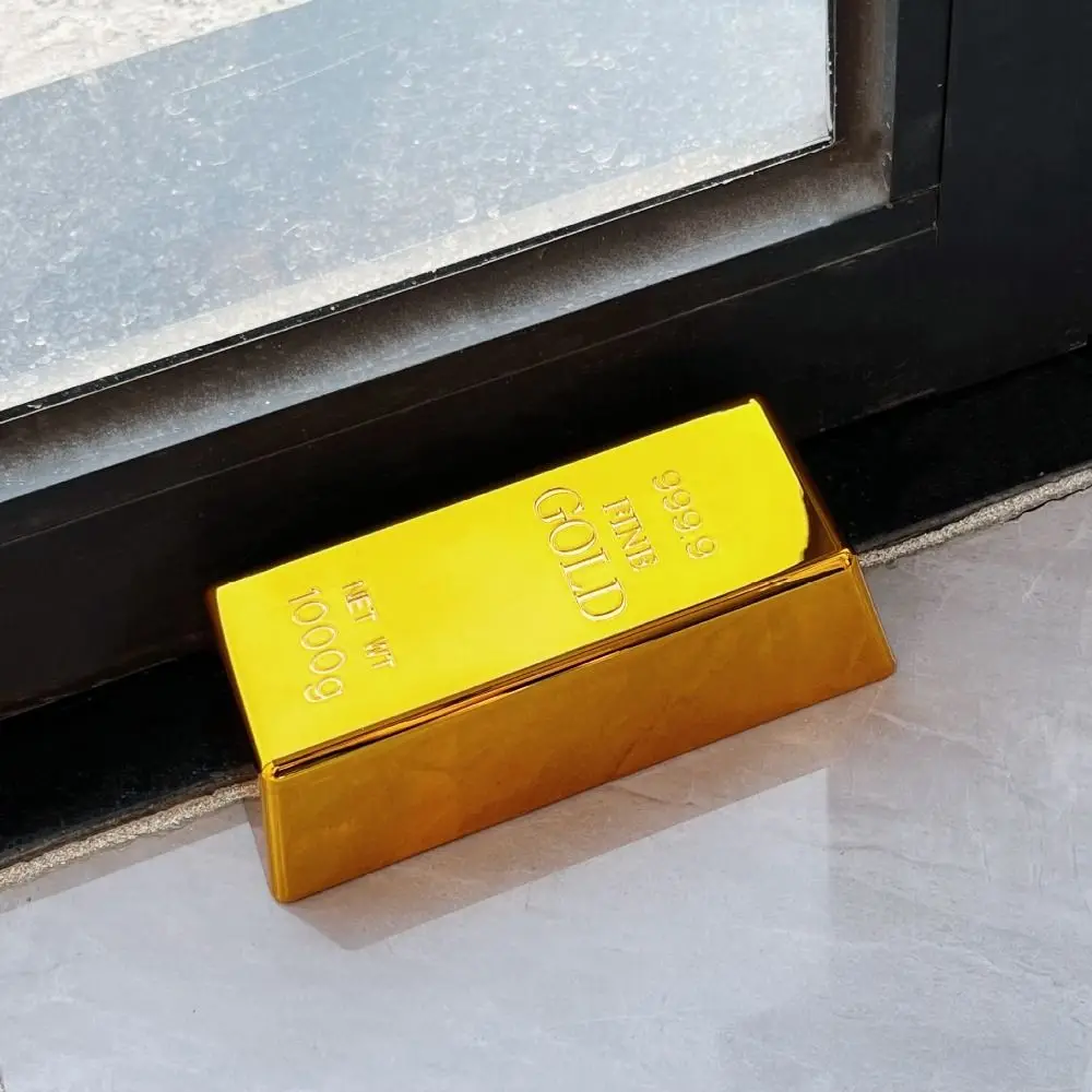 هدية مثالية محاكاة شريط ذهبي مزيف ثقالة الورق توقف الباب الطوب الذهبي ديكور للطاولات شريط ذهبي لامع حصالة على شكل حيوان ديكور المنزل #5