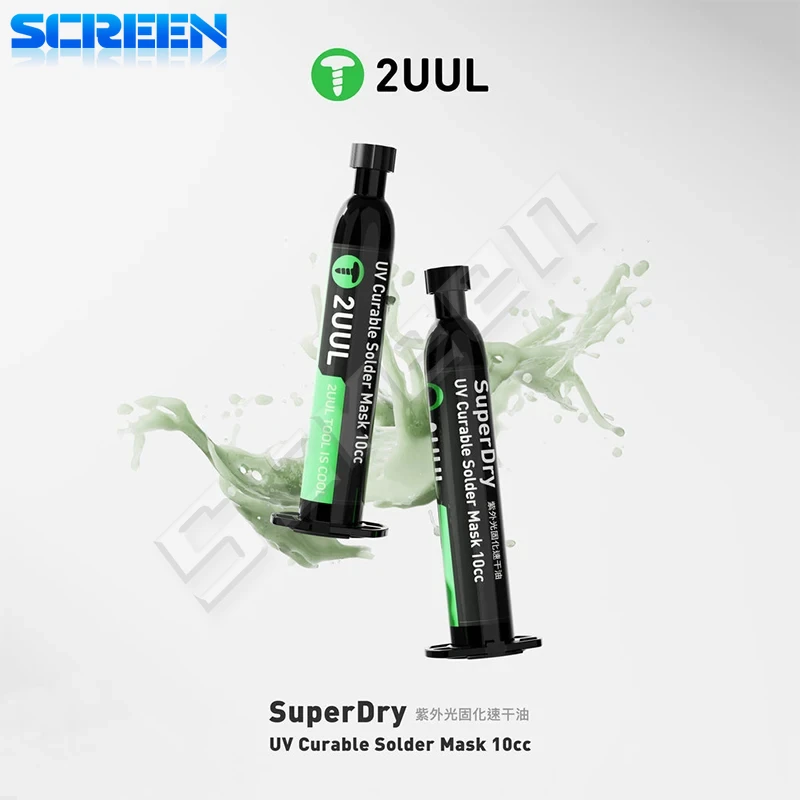 2UUL SC55 SuperDry UV utwardzana maska lutownicza 10CC do naprawy telefonu drut skokowy szybkoschnąca utwardzająca pasta spawalnicza topnik narzędzia olejowe