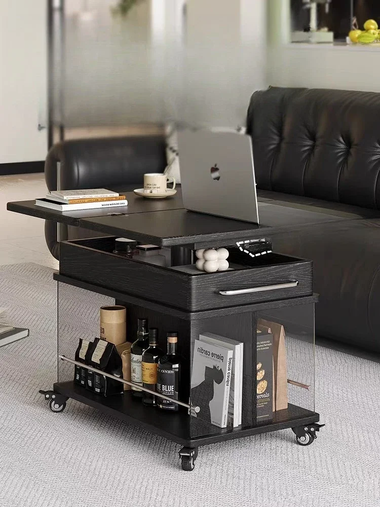 Luz de luxo madeira maciça elevável mesa café sala estar doméstico pequeno apartamento varanda mesa chá moderno simples lado móvel