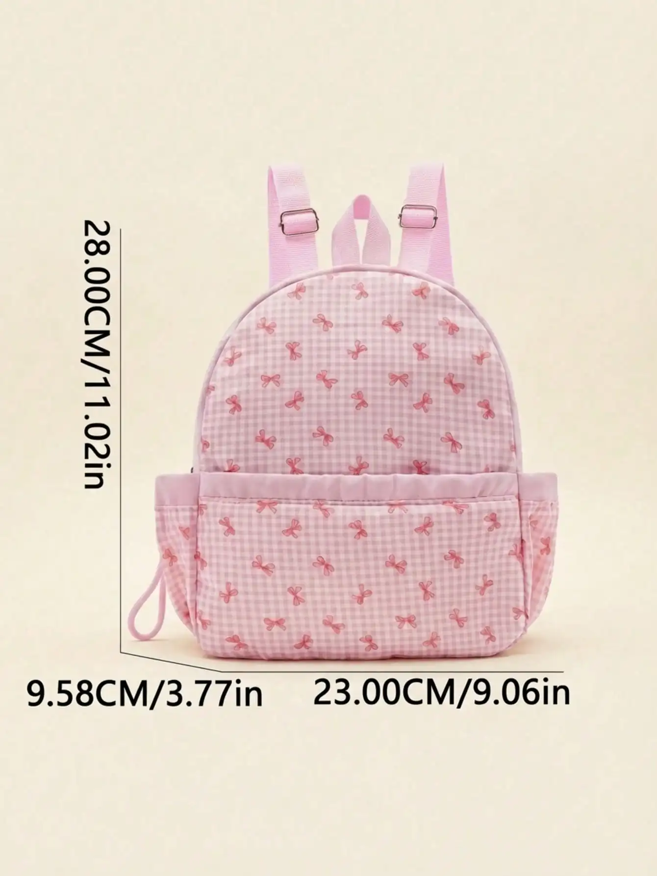 맞춤 이름-문자 자수 귀여운 리본 프린트 백팩 |   다용도 여행 및 학교 가방 어린이 및 청소년용