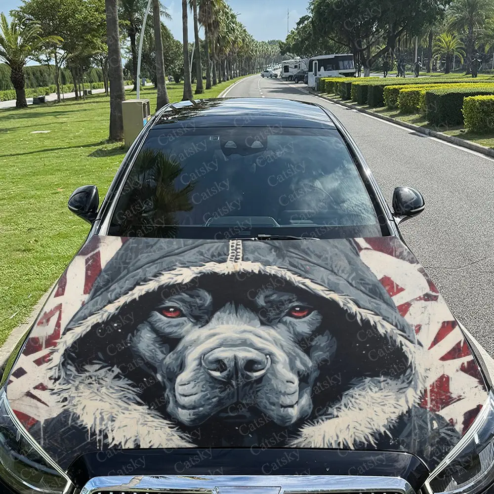 Mighty Dog Warrior Hood Decoration - Self-Adhesive Car, Motorcycle, Truck Hood Stickers - Easy Application & Removal