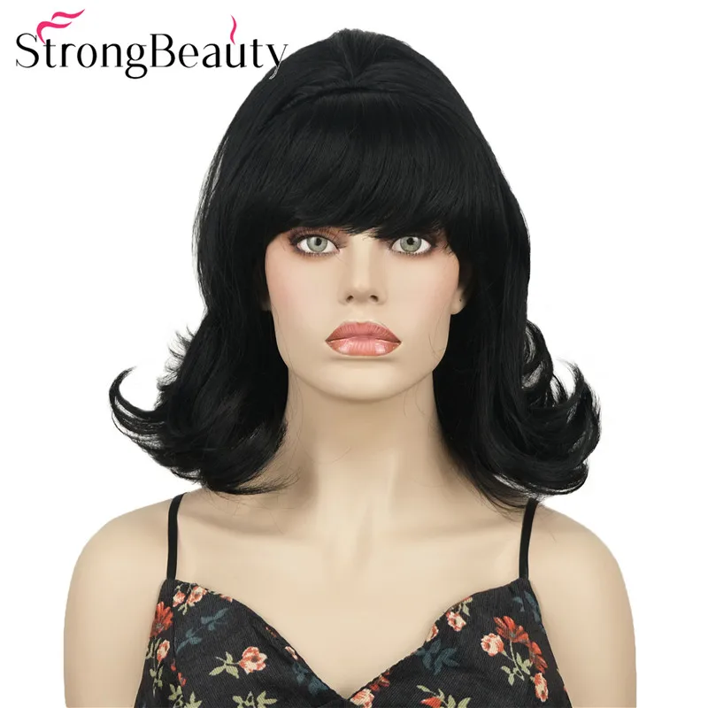 

StrongBeauty Ретро короткие красные парики лисы с челкой, пышные парики улья, костюм 50-х, 80-х годов, волосы для Хэллоуина