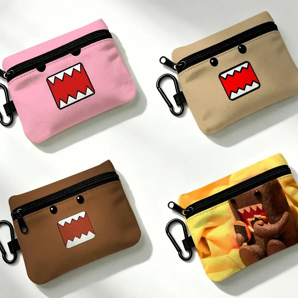 Domo Kun Anime Mini Hanging Oxford Cloth Coin Bag Durable Zipper Key Card Pouch With Carabiner