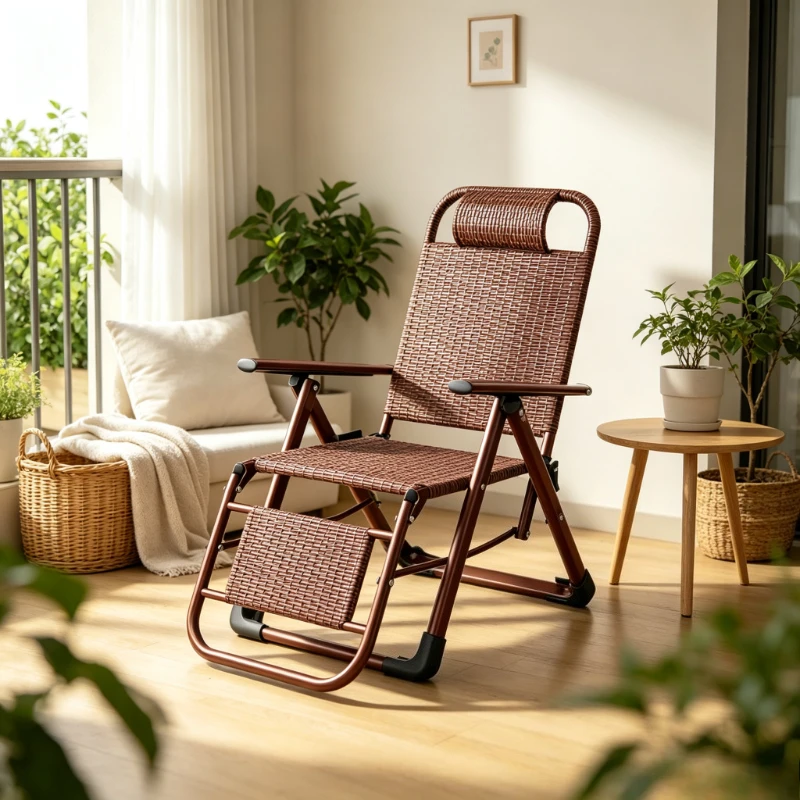 Sit & Lie Dual-Use Leisure Seat for Home Adjustable Backrest Nap Bed for Office & Balcony, Foldable Recliner Lounge Chair,