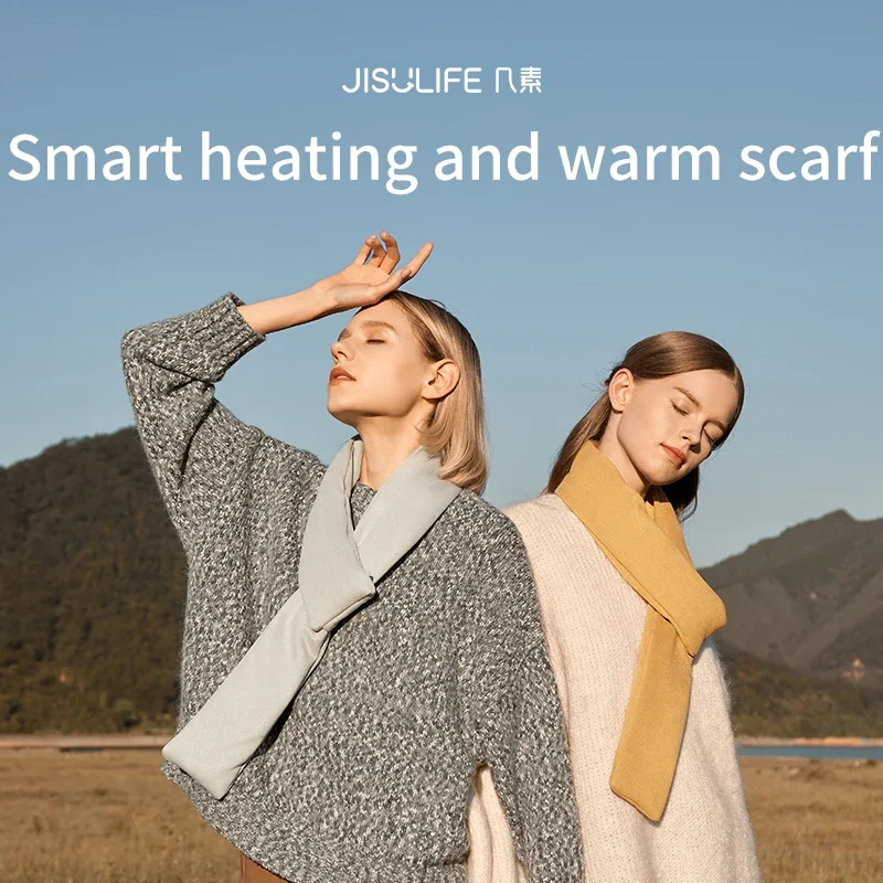 JISULIFE Winter Heated Scarf Neck Heating Pad USB Mini Heated Neck Wrap with 3 Levels Electric Heating Warmer for Women and Man