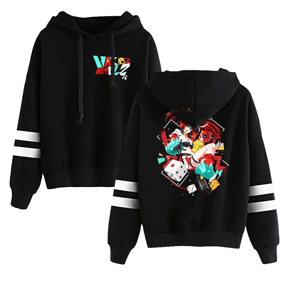 VTuber Hakos Baelz Sweatshirt lengan bar paralel Anime Pocketless Hoodie Pria Wanita pakaian jalanan Harajuku