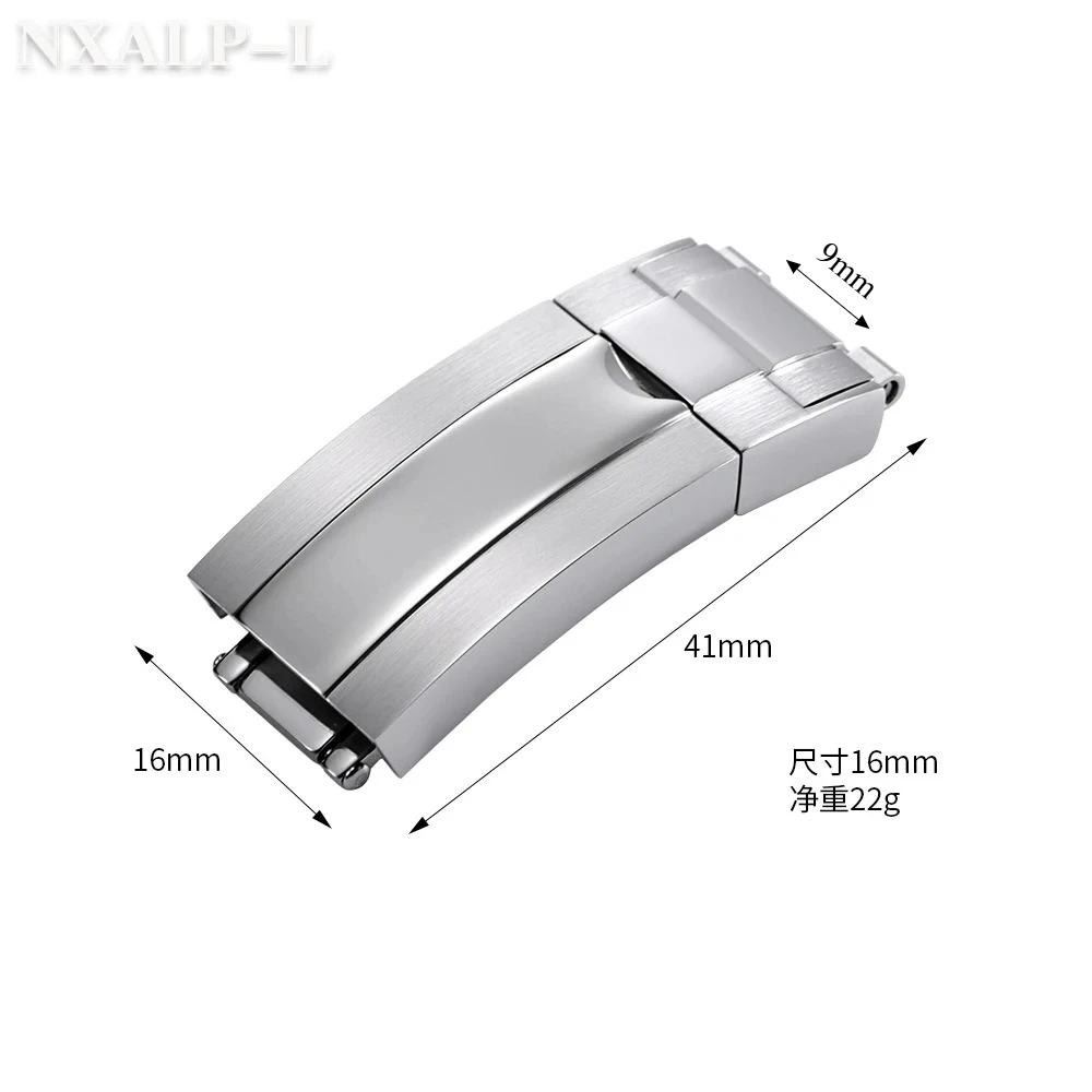 Fecho de pulseira de relógio de aço inoxidável, 9mm x 16mm, para rolex water ghost submariner gmt master daytona, botão, fivela de metal sólido 9mm x 18mm