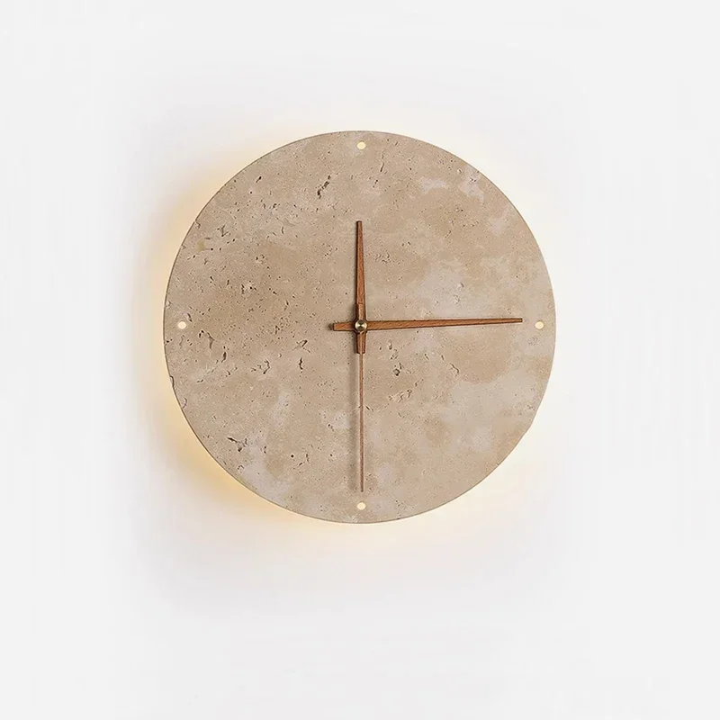 TechHPCreative Retro Living Room Wall Lamp Yellow Marble Clock Nordic Minimalist Restaurant Corridor