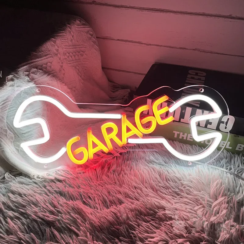 Garage Neon Sign 5V USB Light Auto Repair Shop Car Check Engine LED Neon Sign Game Room Decor Wall Bar Workshop Neon Lights Lamp