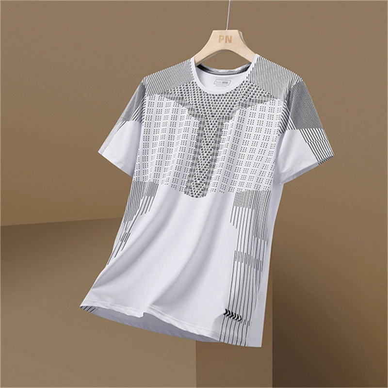 Herren-Sport-T-Shirt, Badminton, Tennis, Trainingsanzug, Sommer, Laufen, Fitness, bequem und atmungsaktiv, kurzärmeliges Oberteil mit O-Ausschnitt – Detail 10