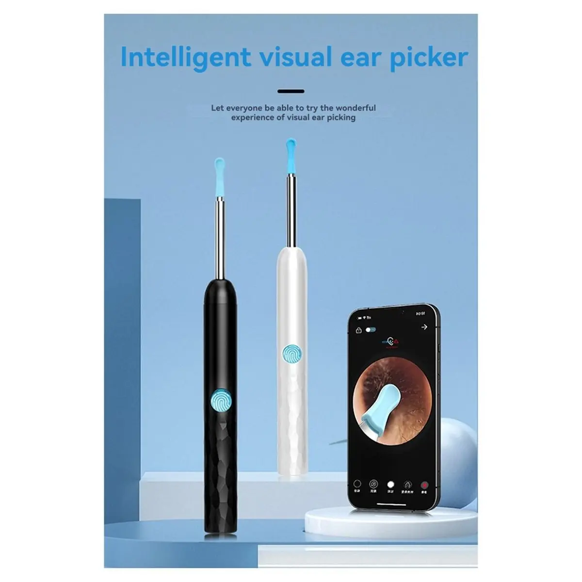 جديد واي فاي الأذن نظافة كاميرا الأذن الشمع الرعاية الصحية الأذن نظافة عدة الأذن ملعقة مقصورة المنظار الأذن المنتقى الأبيض #6