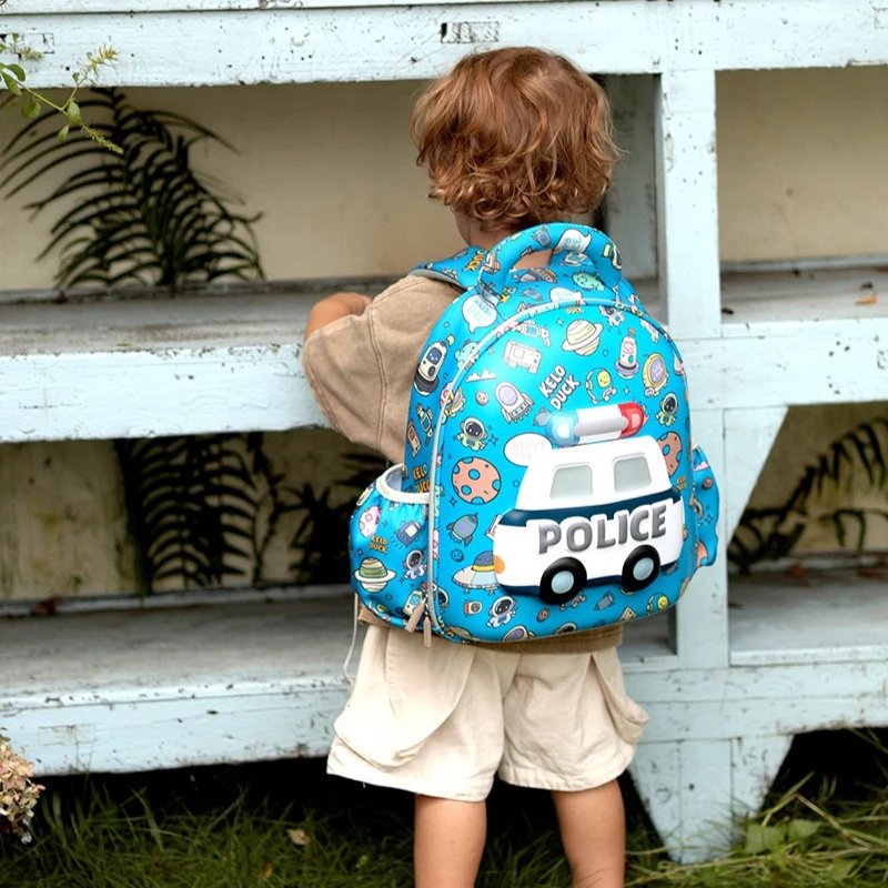 

Полицейский автомобильный рюкзак для мальчиков, твердый рюкзак из ЭВА для малышей, высота, детская школьная сумка для детского сада, дошкольного возраста, экскаватора, сумка для книг