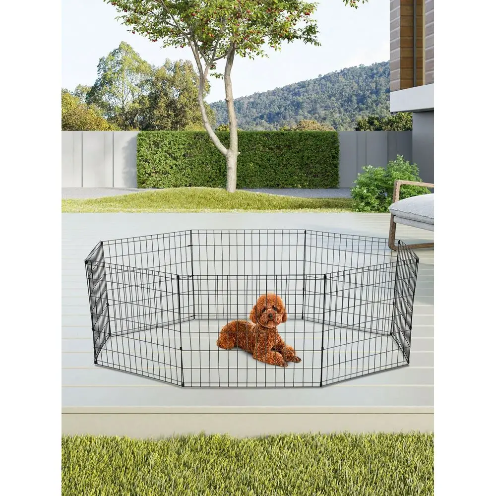 

Pen Dog Playpen Puppy Pet Playpen 8 Panel Indoor Outdoor Metal Portable Folding Animal Exercise Dog Fence