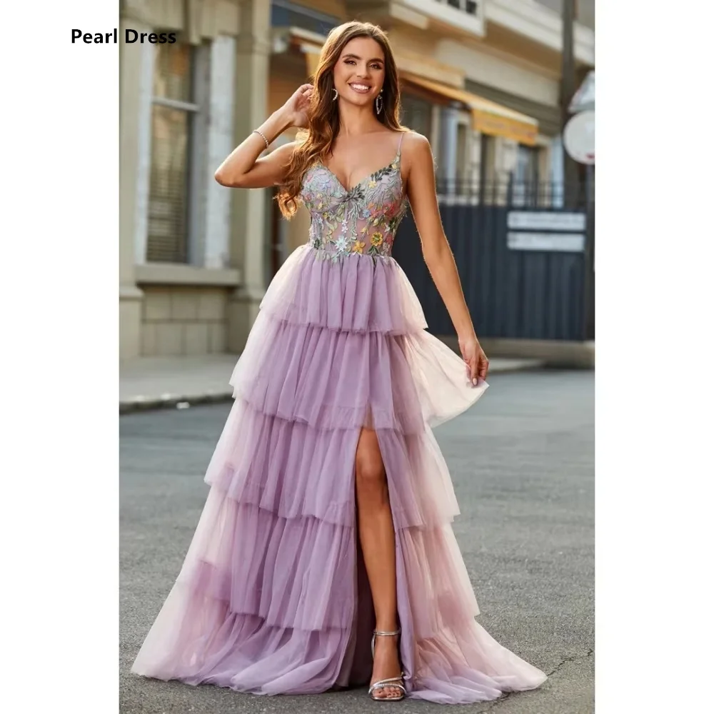 

Pearl Custom Made Elegant Party Dresses for Special Occasions Robes De Cocktail Evening Dress Multi-layer Ball Gown Prom Wedding