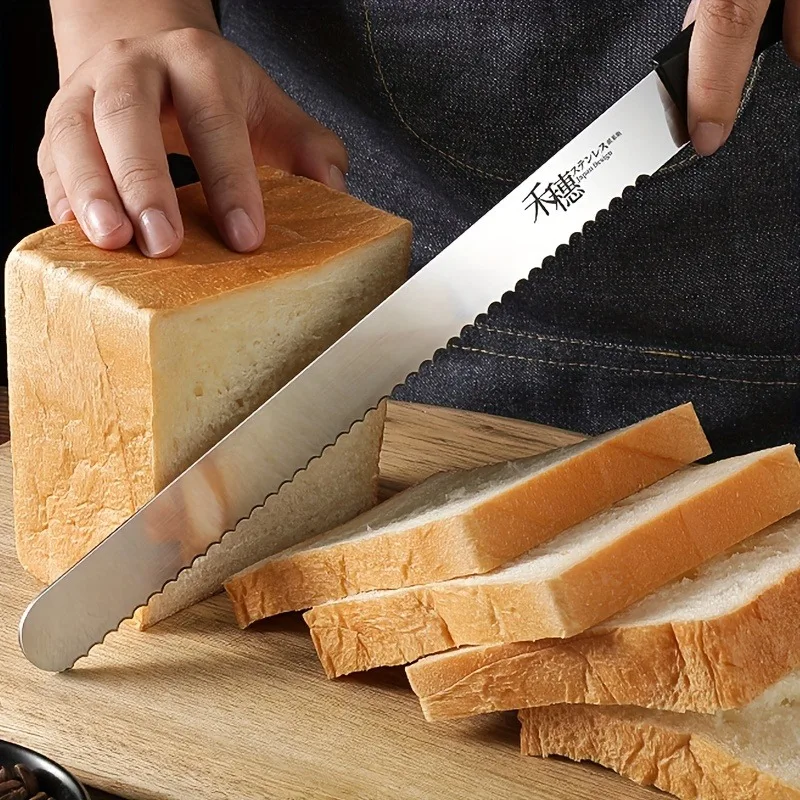 Stainless steel bread knife, serrated knife, household baking tools, cake knife, toast slicing knife, DS9195