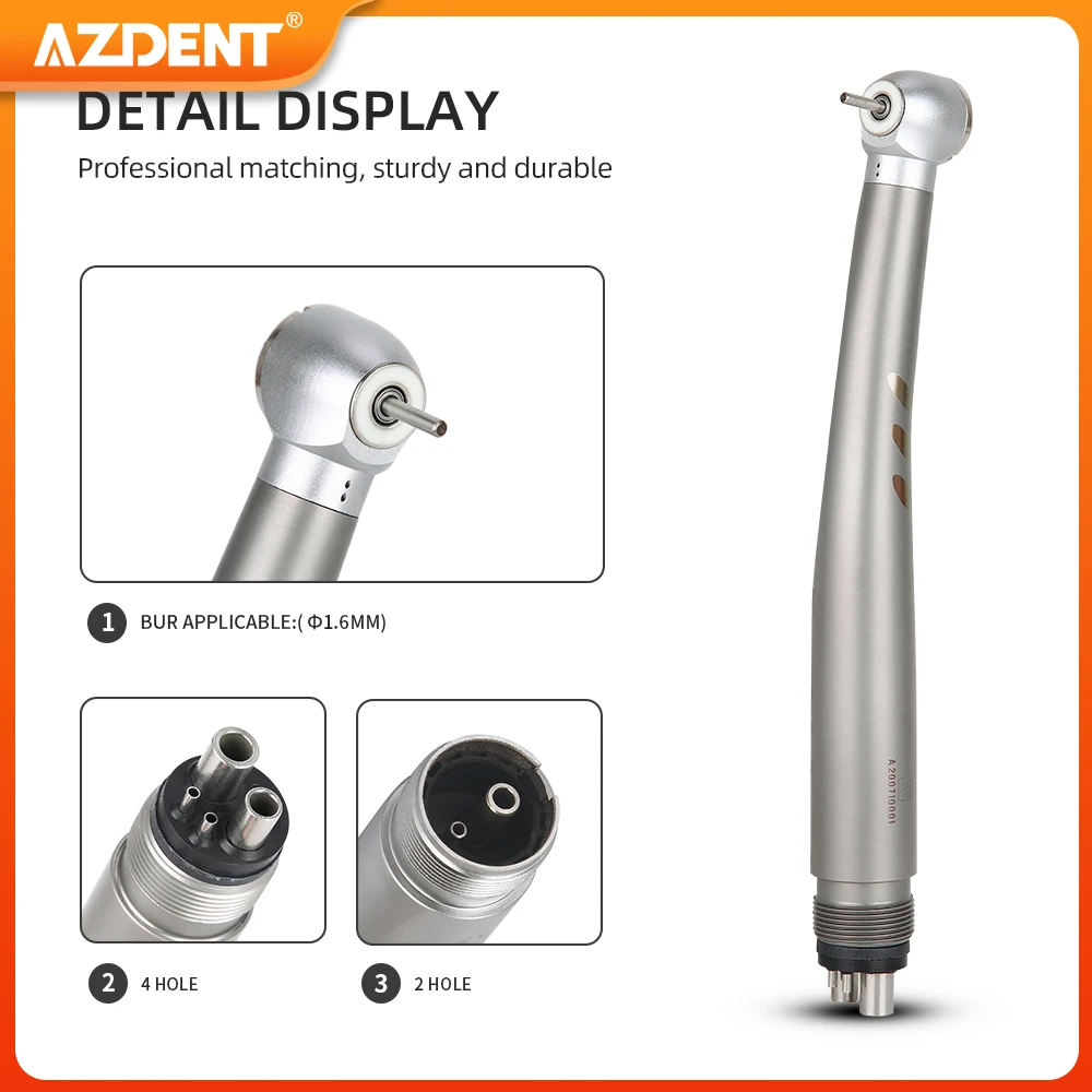 Dental LED Integrate E-generator Shadowless Ring AZDENT High Speed Handpiece Ceramic Bearing Standard Head 2/4 Holes Push Button